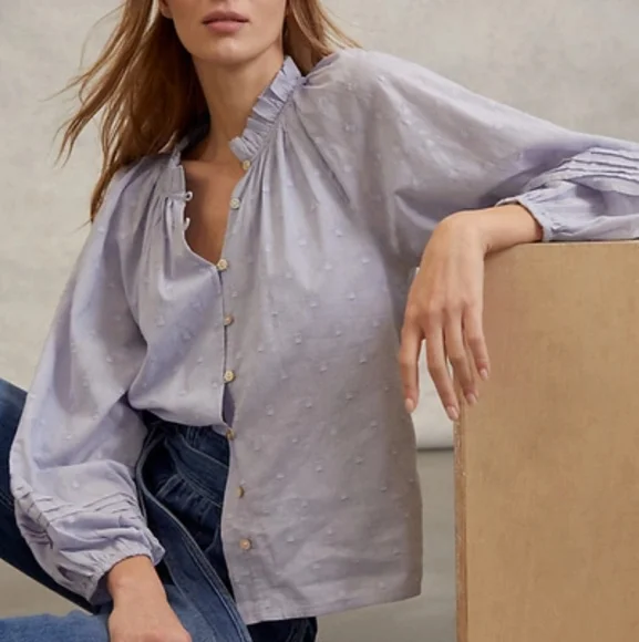 Anthropologie Cleobella Antonia Buttondown Blouse Blue Sz S Orig. $119 - Picture 2 of 10